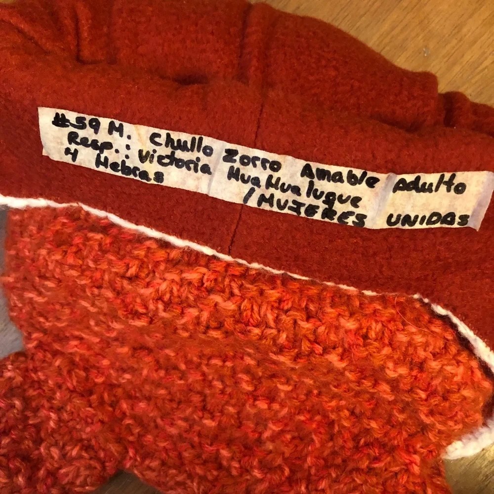 Andes Fair Trade Knit Beanie Hat Red Fox Tassels Alpaca Blend Peru Kids Adult S